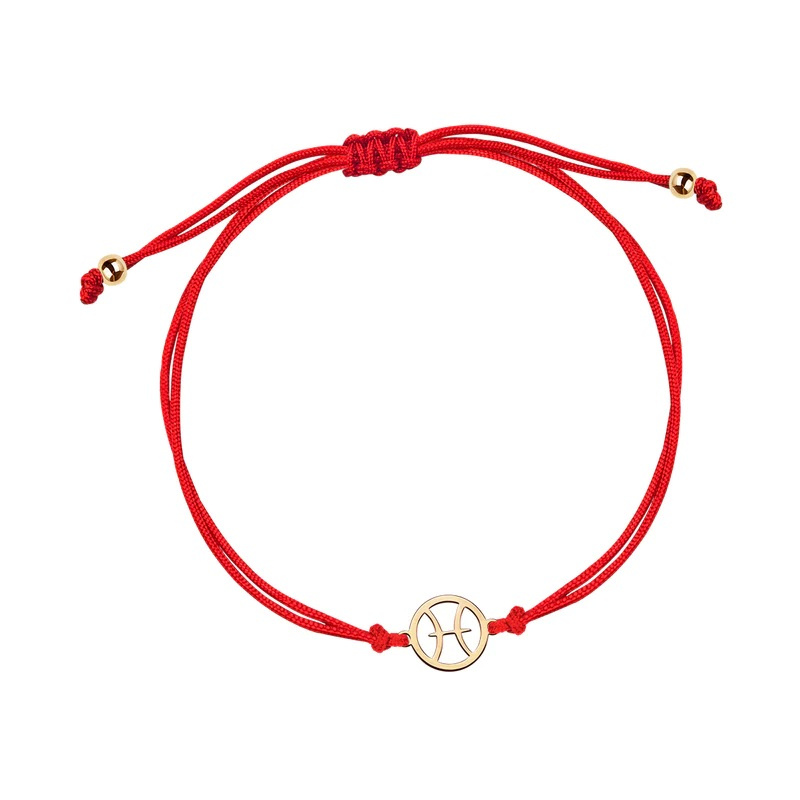 Bransoletka ze znakiem zodiaku Ryby na sznurku srebro prezent