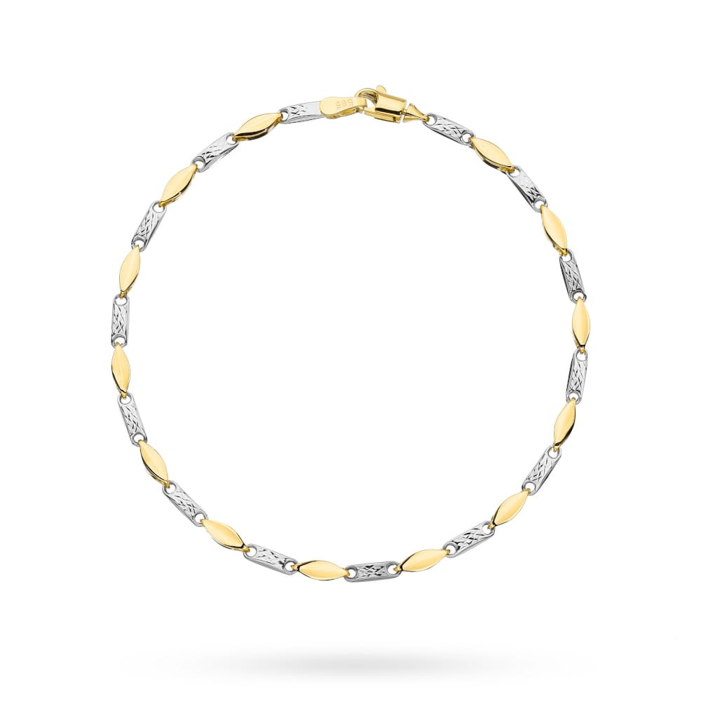 Bransoletka złota zdobiona diamentowaniem i rodowana (Rozmiar pr. 585: 19 cm; Gramatura: 2.51)