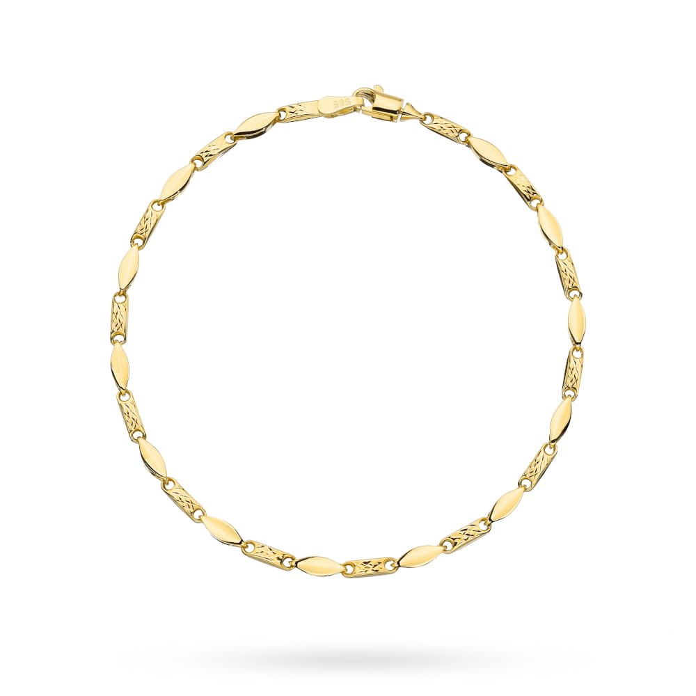 Bransoletka złota zdobiona diamentowaniem (Rozmiar pr. 585: 19,5 cm; Gramatura: 2.51)