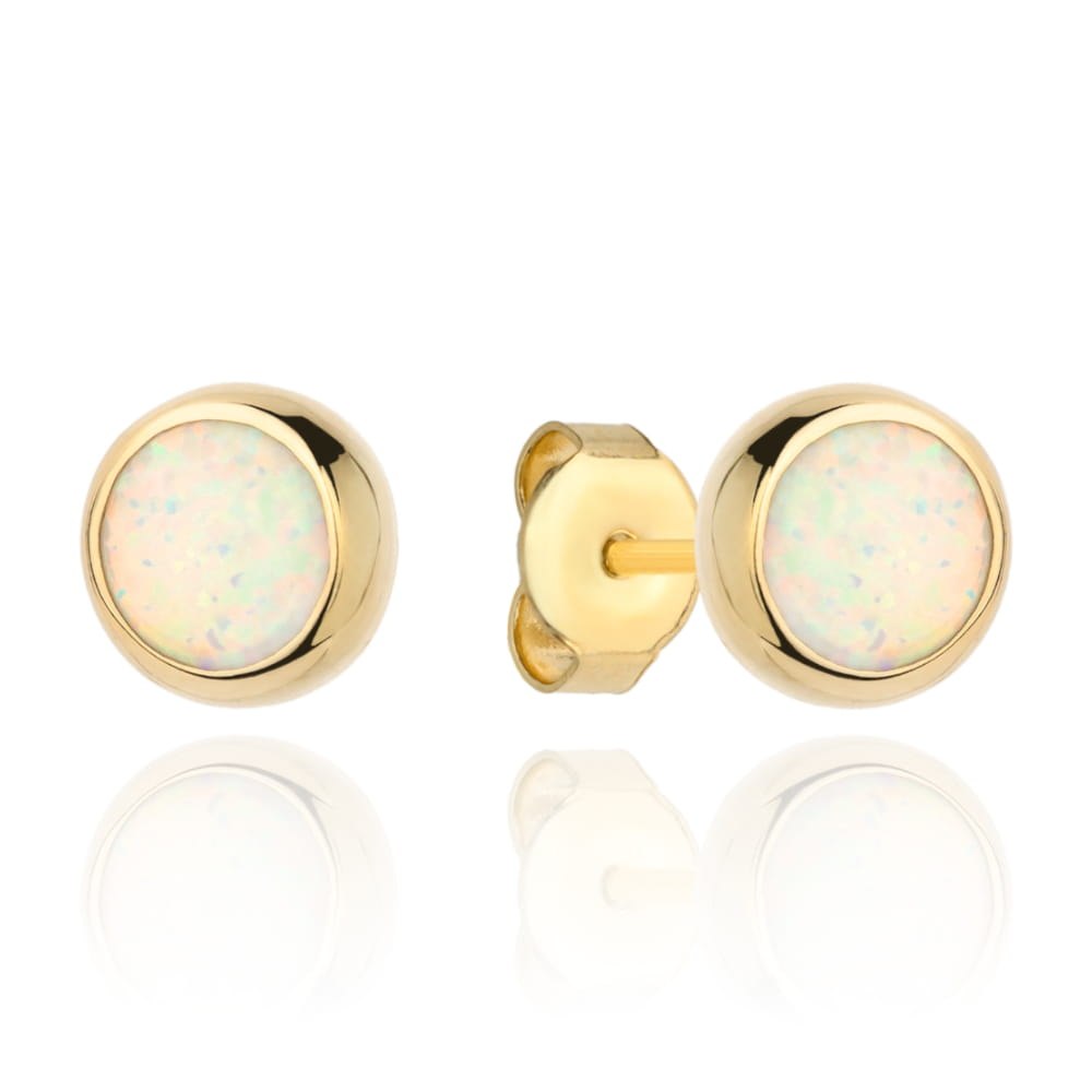 Kolczyki złote opal w oprawie złota 8mm (Gramatura: 1.82)