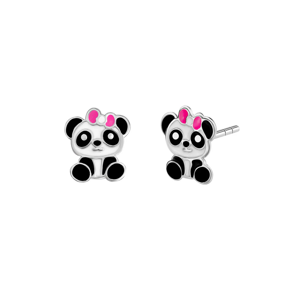 Kolczyki dla dziewczynki srebrne Panda Pandy
