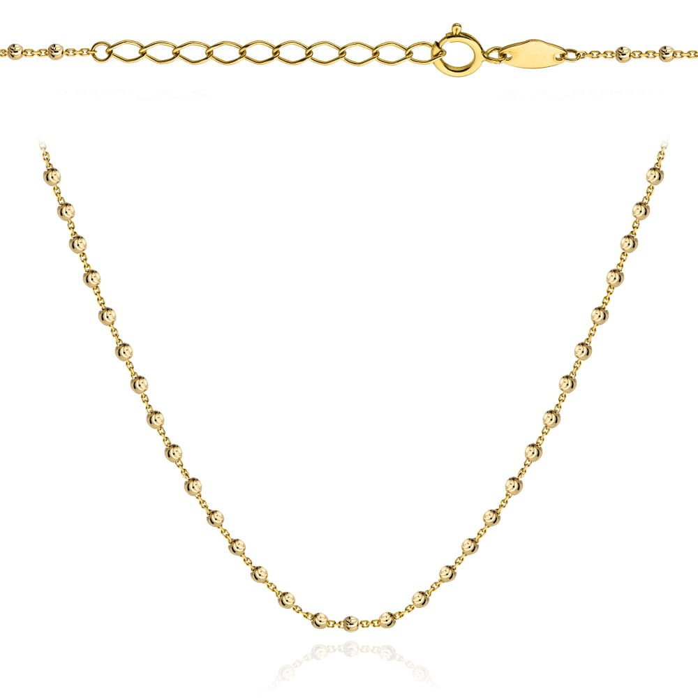 Naszyjnik złoty z diamentowanymi kuleczkami 47+3cm