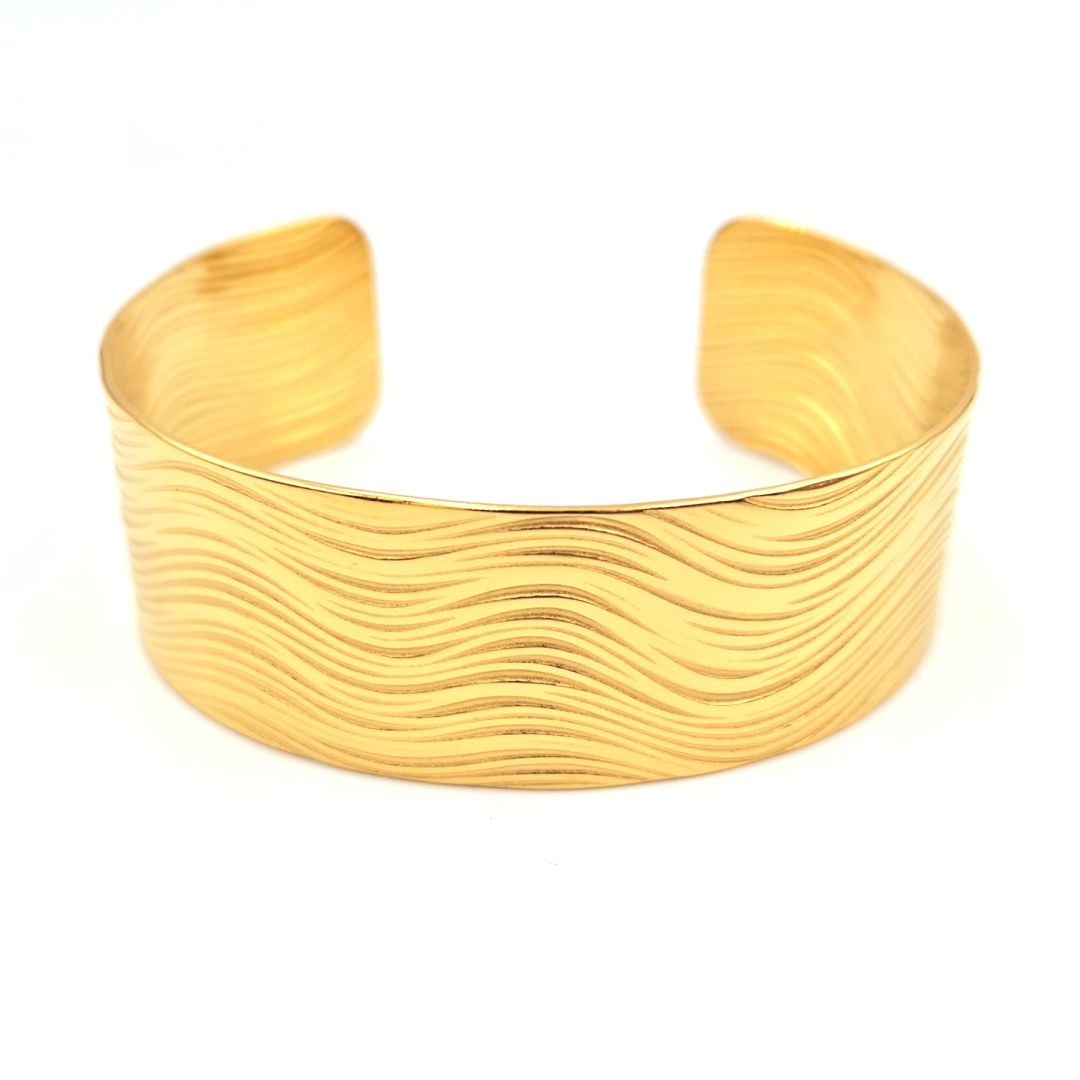 Szeroka bransoletka złota bangle ze stali chirurgicznej