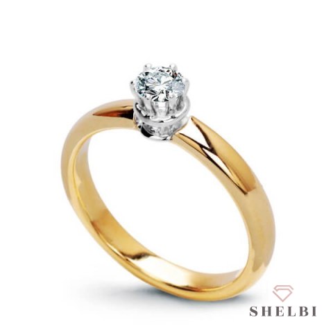 Złoty pierścionek zaręczynowy z diamentem żółte i białe złoto Staviori