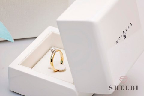 Złoty pierścionek zaręczynowy z diamentem żółte i białe złoto Staviori Złoty pierścionek zaręczynowy z diamentem żółte i białe złoto Staviori