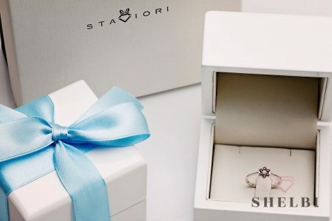 Złoty pierścionek kwiat z diamentami Staviori Złoty pierścionek kwiat z diamentami Staviori