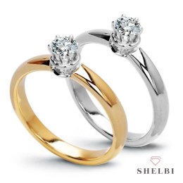Złoty pierścionek zaręczynowy z brylantem białe lub żółte złoto Staviori