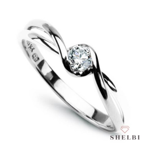 Złoty pierścionek zaręczynowy z brylantem białe zloto Staviori