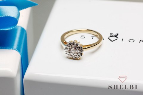 Złoty pierścionek z diamentami żółte i białe złoto Staviori Złoty pierścionek z diamentami żółte i białe złoto Staviori
