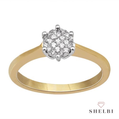 Złoty pierścionek z diamentami białe i żołte złoto Staviori