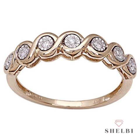 Złoty pierścionek z brylantami białe i żółte złoto Staviori