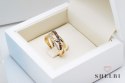 Złoty pierścionek zdobiony diamentami i kamieniami szlachetnymi Staviori
