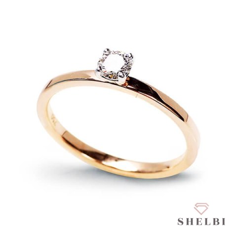 Złoty pierścionek zaręczynowy z diamentem żółte złoto Staviori