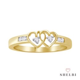 Złoty pierścionek serca z brylantami żółte złoto Staviori