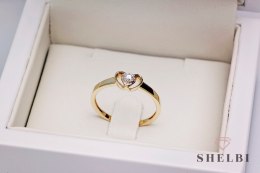 Złoty pierścionek serce z brylantem żółte złoto Staviori