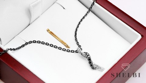 Złoty wisiorek białe i czarne diamenty Staviori Złoty wisiorek białe i czarne diamenty Staviori
