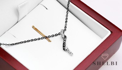 Złoty wisiorek białe i czarne diamenty Staviori Złoty wisiorek białe i czarne diamenty Staviori