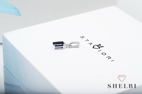Złoty wisiorek z szafirem i diamentami białe złoto Staviori Złoty wisiorek z szafirem i diamentami białe złoto Staviori