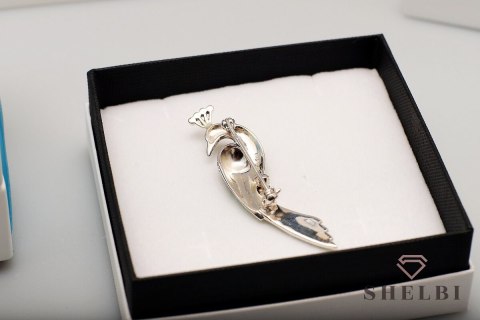 Srebrna broszka elegancki duży zielony paw prezent Staviori Srebrna broszka elegancki duży zielony paw prezent Staviori