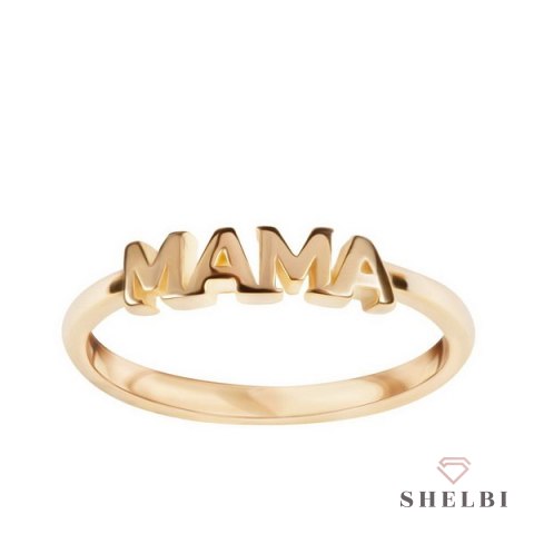 Srebrny pierścionek z napisem MAMA pozłacany prezent