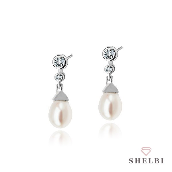 Srebrne kolczyki wiszące naturalne perły