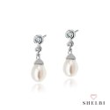 Srebrne kolczyki wiszące naturalne perły