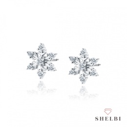 Kolczyki śnieżynki płatki śniegu z cyrkoniami srebro
