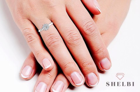 Pierścionek białe złoto diamenty 585 Pierścionek białe złoto diamenty 585