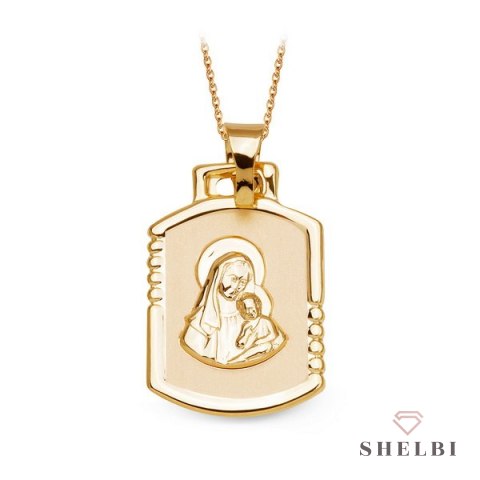 Złoty medalik Matka Boska z Dzieciątkiem Jezus