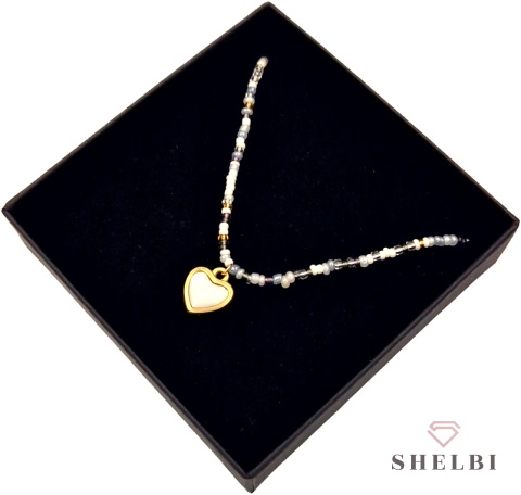 Naszyjnik koraliki z sercem stal chirurgiczna prezent