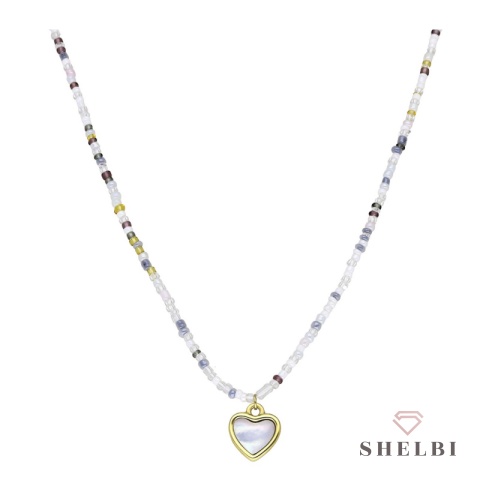 Naszyjnik koraliki z sercem stal chirurgiczna prezent