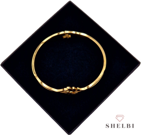 Bransoletka złota sztywna liść z cyrkoniami stal chirurgiczna bangle Bransoletka złota sztywna liść z cyrkoniami stal chirurgiczna bangle