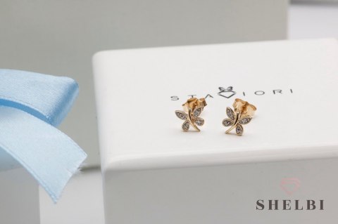 Złote kolczyki z diamentami żółte i białe złoto Staviori Złote kolczyki z diamentami żółte i białe złoto Staviori