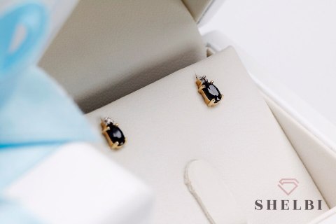 Złote kolczyki z szafirami i diamentami żółte złoto Staviori Złote kolczyki z szafirami i diamentami żółte złoto Staviori