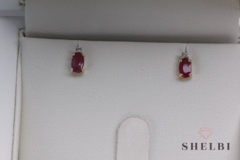 Złote kolczyki z rubinem i diamentami żółte złoto Staviori Złote kolczyki z rubinem i diamentami żółte złoto Staviori