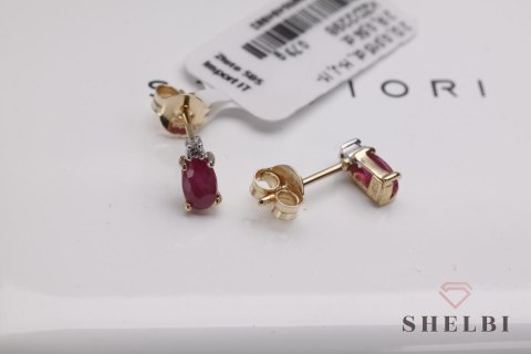 Złote kolczyki z rubinem i diamentami żółte złoto Staviori Złote kolczyki z rubinem i diamentami żółte złoto Staviori