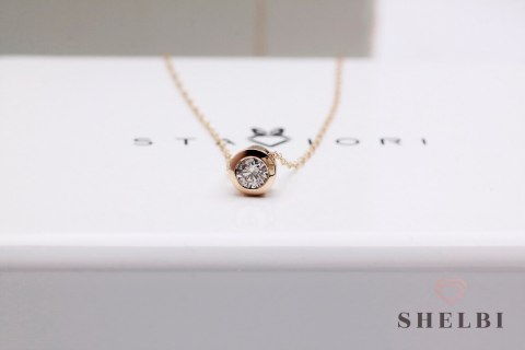 Złoty naszyjnik kółko z diamentem żółte złoto Staviori Złoty naszyjnik kółko z diamentem żółte złoto Staviori