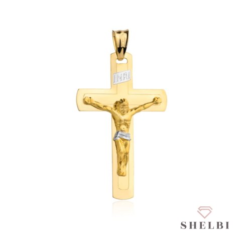 Krzyżyk złoty z wizerunkiem Jezusa w dwóch kolorach złota (Gramatura: 2.15)