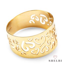 Złoty pierścionek ażurowy serca żółte złoto Staviori