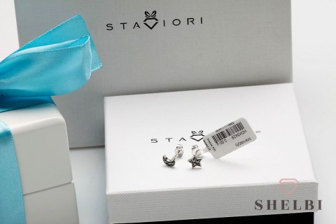Srebrne kolczyki gwiazdka i księżyc markazyty Staviori Srebrne kolczyki gwiazdka i księżyc markazyty Staviori