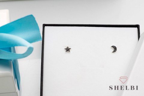 Srebrne kolczyki gwiazdka i księżyc markazyty Staviori Srebrne kolczyki gwiazdka i księżyc markazyty Staviori