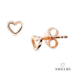 Srebrne kolczyki delikatne i eleganckie w kształcie serca pokryte różowym złotem Staviori