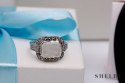 Srebrny pierścionek z masą perłową i markazytami Staviori
