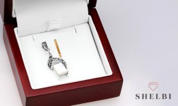 Srebrny wisiorek z masą perłową i markazytami srebro rodowane Staviori