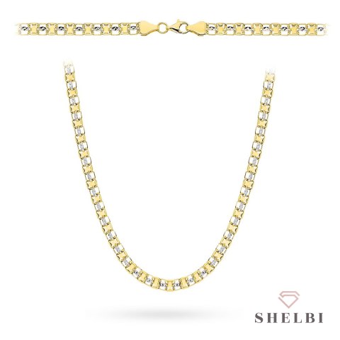 Naszyjnik złoty z kolekcji "PIATTO" w dwóch kolorach złota zdobiony diamentowaniem 585 Shelbi