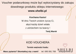 Karta podarunkowa 100 zł (e-voucher) personalizacja z dedykacją | biżuteria Shelbi