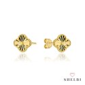 Kolczyki złote diamentowane koniczynki 8 mm sztyft 585 Shelbi