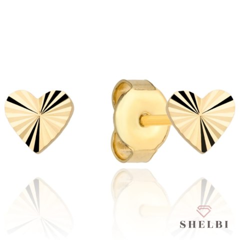 Kolczyki złote serca diamentowane małe 585 Shelbi Kolczyki złote serca diamentowane małe 585 Shelbi