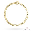 Bransoletka złota długie ogniwa, łańcuszek i kółeczko 585 SHELBI