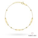Bransoletka złota podwójne ogniwa i diamentowane kulki 585 SHELBI